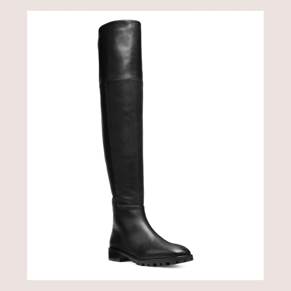 NIB STUART WEITZMAN Amber Over The Knee Nappa Leather Boots Black Sz 8 - Picture 1 of 16